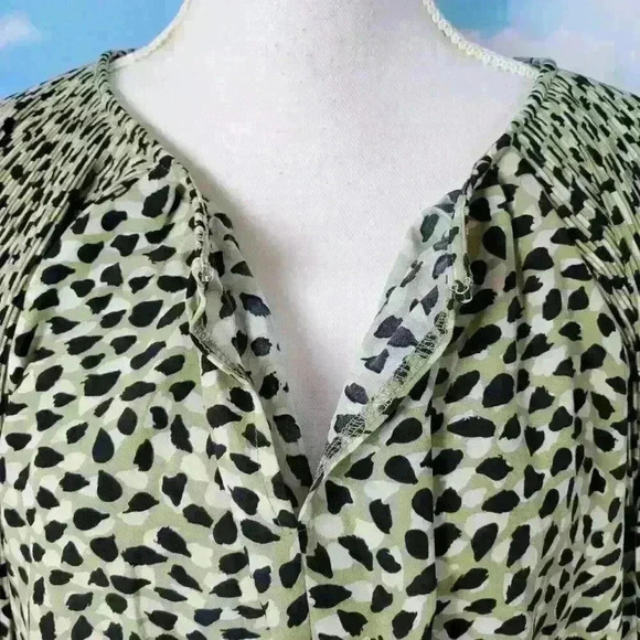 Anthropologie EASEL Animal Print GREEN/BLACK/WHITE Long Sleeve SEE MEASUREMENTS - Picture 13 of 14